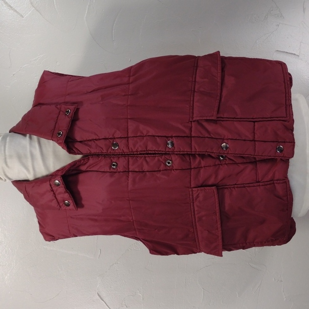 Vintage Sears Men's Burgundy Snap Front Funnel Neck Puffer Vest XLT